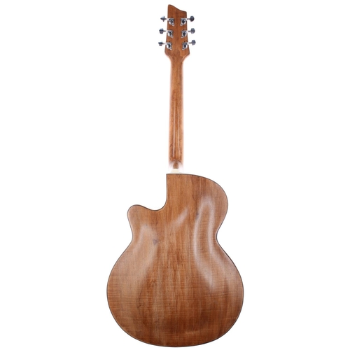 58 - 1950s European archtop guitar; Body: stripped and varnished maple back and sides, spruce top, scratc... 