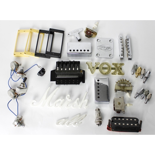 1108 - Good selection of guitar spares to include Les Paul type stop bars, posts and tailpieces, a Marshall... 