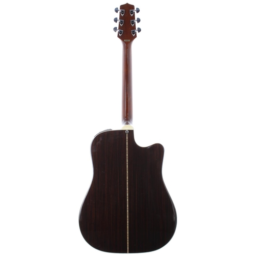 70 - 1990 Takamine FP360SC left-handed electro-acoustic guitar, made in Japan, ser. no. 90xxxxx4; Back an... 