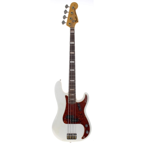 79 - Interesting Precision/Jazz hybrid bass guitar comprising 1970s Fender parts; Body: white finished mi... 