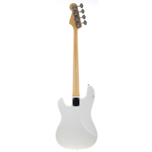 79 - Interesting Precision/Jazz hybrid bass guitar comprising 1970s Fender parts; Body: white finished mi... 