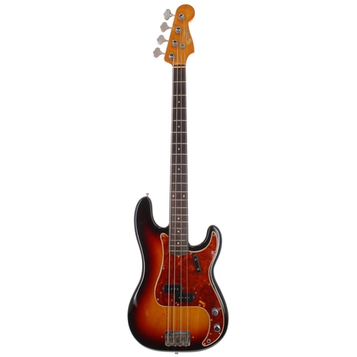 95 - 1962 Fender Precision Bass guitar, made in USA, ser. no. 7xxx7; Body: three-tone sunburst refinish, ... 