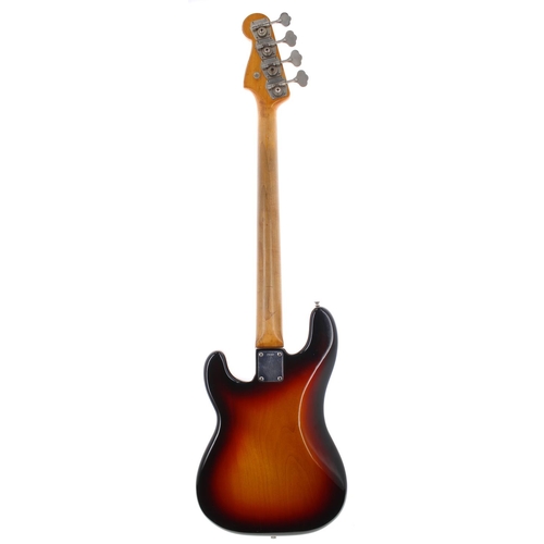 95 - 1962 Fender Precision Bass guitar, made in USA, ser. no. 7xxx7; Body: three-tone sunburst refinish, ... 