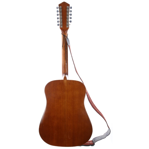 98 - Harmony twelve string acoustic guitar; Body: natural finish, scratches and dings throughout; Neck: g... 