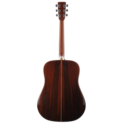 99 - Aria acoustic guitar, made in Japan; Back and sides: rosewood, minor scratches and various dings; To... 