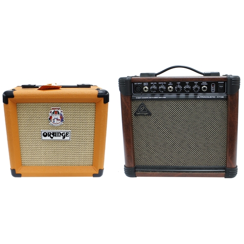 803 - Orange PPC108 guitar amplifier speaker cabinet, with gig bag; together with a Behringer Ultracoustic... 