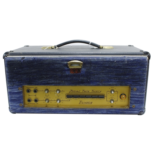 819 - 1960s Selmer Truvoice Zodiac Twin 30 guitar amplifier fitted into a later cabinet head, with blue ca... 