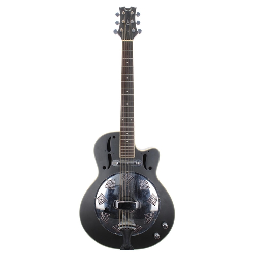 633 - Michael Chapman - Dean electric resonator guitar, made in Korea; Body: satin black, ding to the side... 