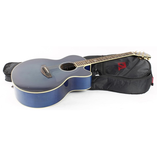 103 - Yamaha Compass Series CPX 900 UM electro-acoustic guitar, made in Taiwan; Body: trans blue finish, s... 