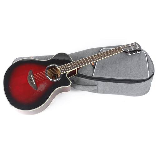 108 - Yamaha APX 500 III electro-acoustic guitar, made in China, ser. no. HKM121021; Body: red burst finis... 