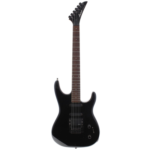 112 - 1980s Aria Pro II XR Series electric guitar; Body: black finish, dings, scratches and marks througho... 