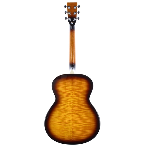 115 - Aria resonator acoustic guitar; Body: two-tone sunburst figured maple finish, a few minor imperfecti... 