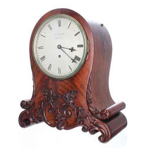 1512 - English mahogany single fusee balloon mantel clock, the 7.5