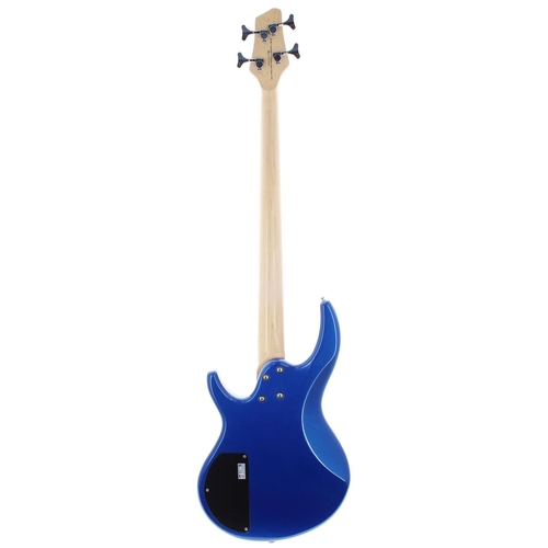 141 - 2011 Overwater Aspiration Standard bass guitar; Body: blue metallic finish, blemish to top edge on t... 