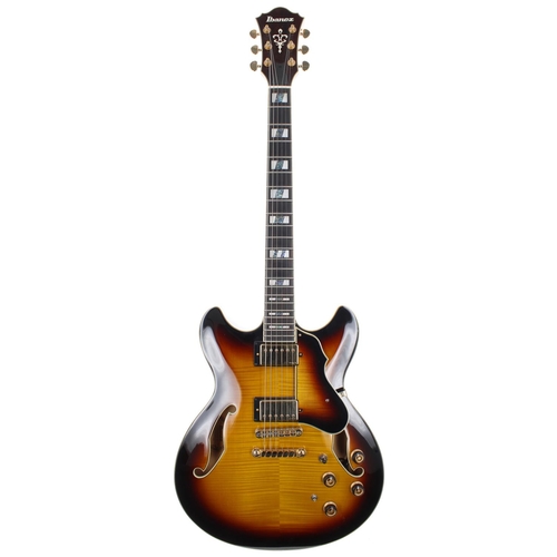 144 - 2013 Ibanez AS153 semi-hollow body electric guitar, made in China, ser. no. S13xxxxx3; Body: sunburs... 