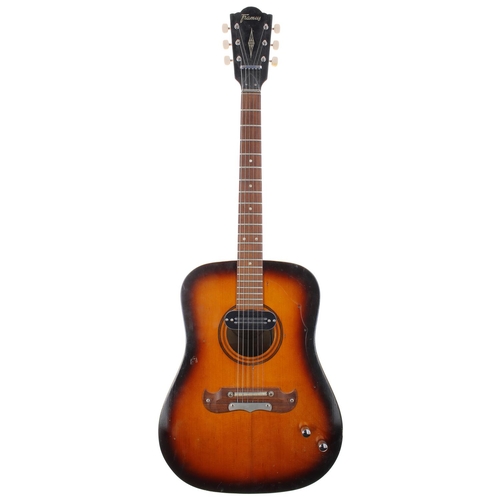 156 - 1960s Framus Texan acoustic guitar, made in Germany; Body: sunburst finish, dings and marks; Neck: a... 