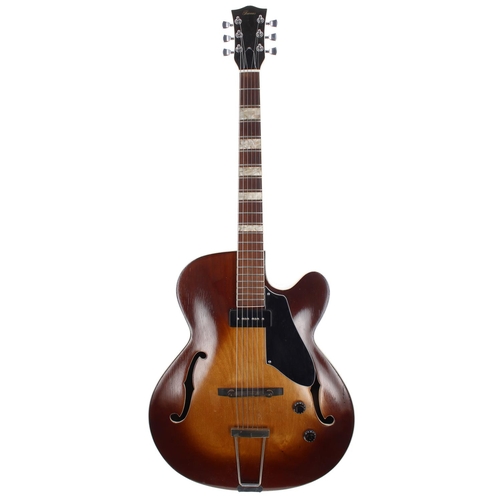 157 - 1960s Zenith Super Cutaway Deluxe 33 hollow body guitar, branded Framus to the head; Body: sunburst ... 