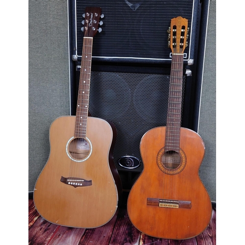 158 - Tanglewood TW28 acoustic guitar in need of attention; together with a Terada no. 800 classical guita... 