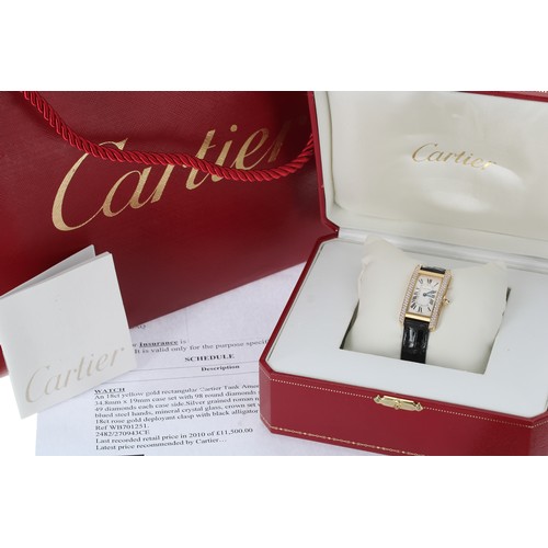 9 - Fine Cartier Tank Americaine 18ct diamond set lady's wristwatch, reference no. 2482, serial no. 2709... 