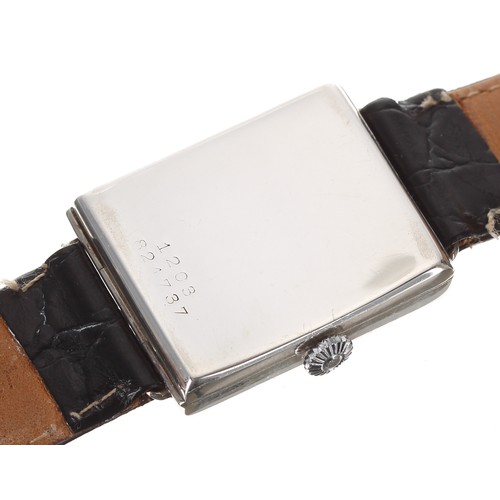 23 - Rolex 'Marconi' silver tank rectangular silver gentleman's wristwatch, reference no. 1203, serial no... 