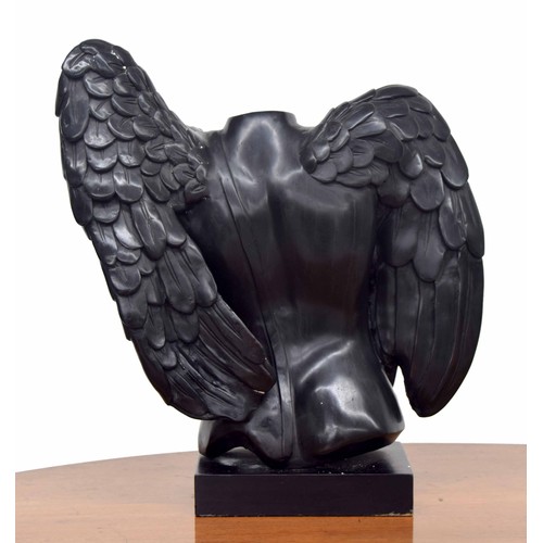 555 - Decorative large bronze torso of Icarus with his wings, in the manner of Auguste Rodin, mounted upon... 
