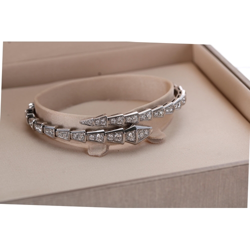 376 - Bulgari Serpenti Viper 18ct white gold diamond bracelet, no. 3341AL, 17.8gm (332)** with box-Current... 