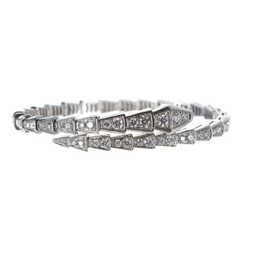 376 - Bulgari Serpenti Viper 18ct white gold diamond bracelet, no. 3341AL, 17.8gm (332)** with box-Current... 