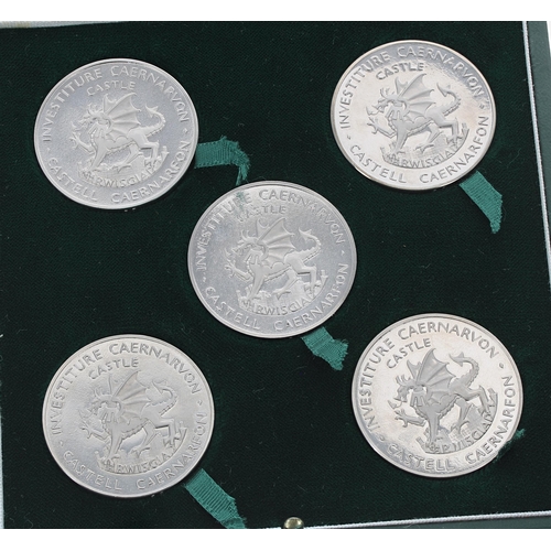 355 - Slade, Hampton & Son Limited - Set of five palladium medals commemorating the Investiture of H.H... 