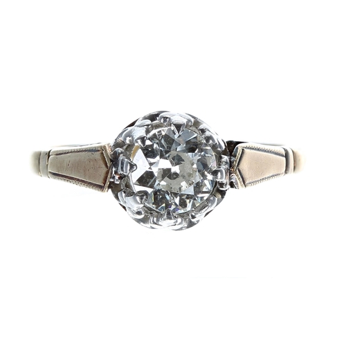 356 - 18ct and platinum old-cut diamond solitaire diamond ring, 0.50ct approx, 7mm, 2.8gm, ring size I/J (... 