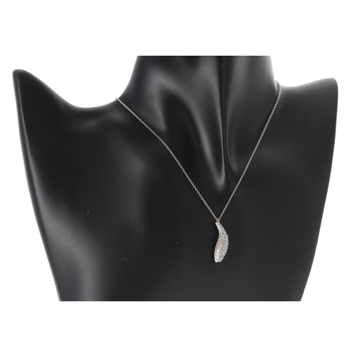 371 - Tiffany & Co 18ct white gold pavé diamond fish pendant on a slender necklace designed by Frank G... 