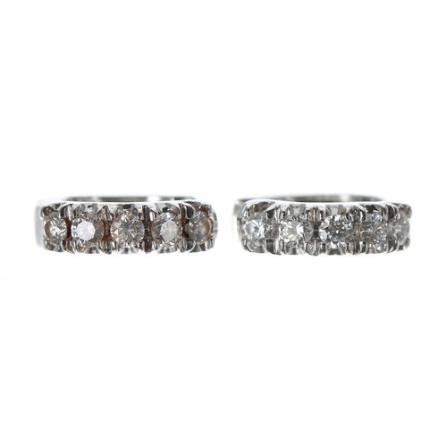 379 - Pair of Wempe 18ct white gold diamond hoop earrings, each set with five round brilliant-cut diamonds... 