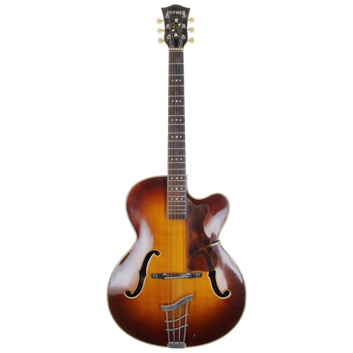 194 - 1965 Hofner President acoustic archtop guitar, made in Germany, ser. no. 8xx2; Body: brunette finish... 