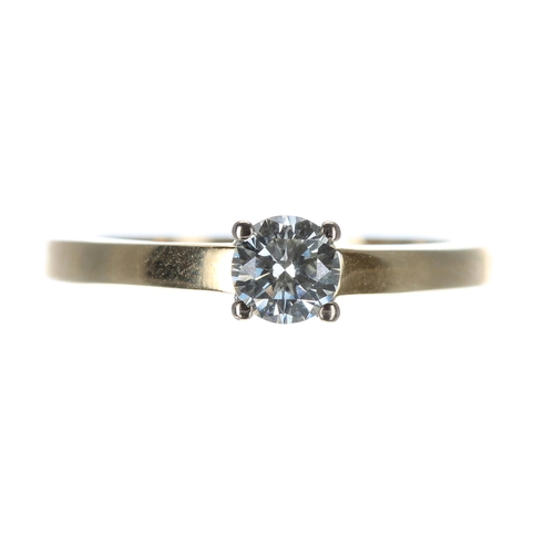 123 - 18ct round brilliant-cut solitaire diamond ring, 0.50ct, clarity VS2, colour J, width 5mm, 4.3gm, ri... 