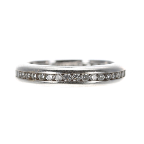 258 - Modern 18ct white gold full diamond set eternity ring, round brilliant-cuts, width 4mm, 4.6gm, ring ... 