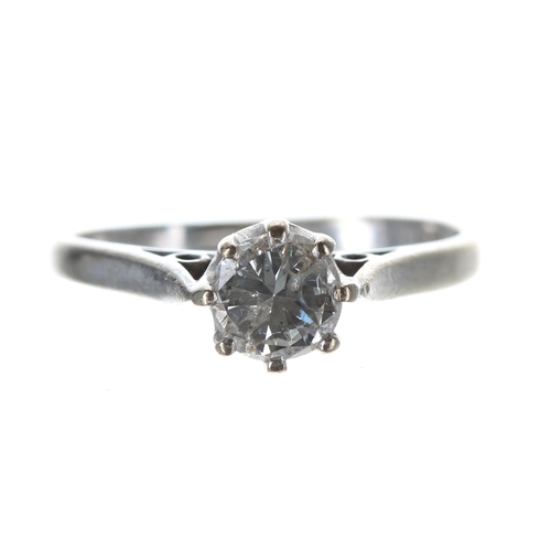 198 - 18ct white gold solitaire diamond ring, round brilliant-cut, 0.40ct approx, clarity I1, colour H, 6m... 