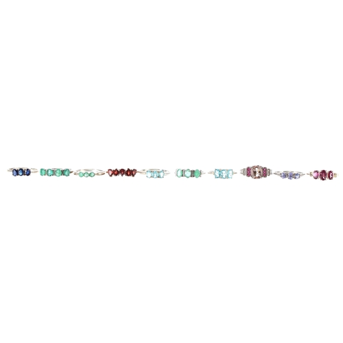 152 - Ten assorted silver gem set rings (10)