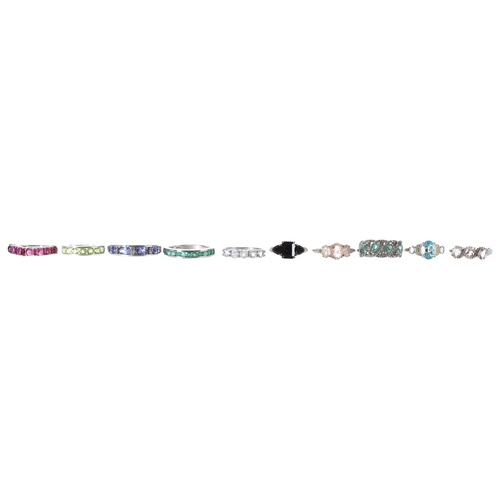 161 - Ten assorted silver gem set rings (10)