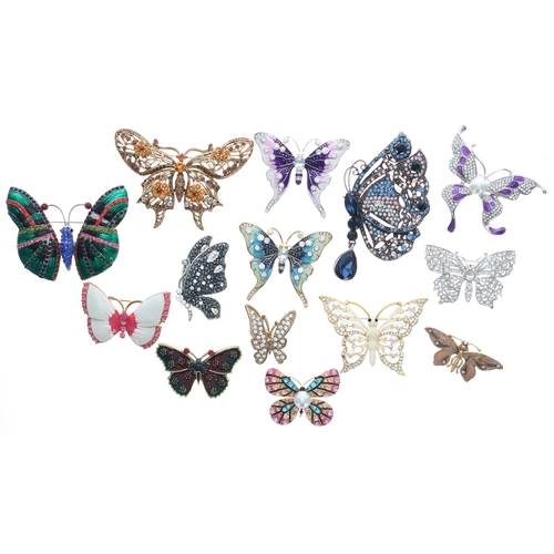 232 - Collection of fourteen various butterfly brooches (14)