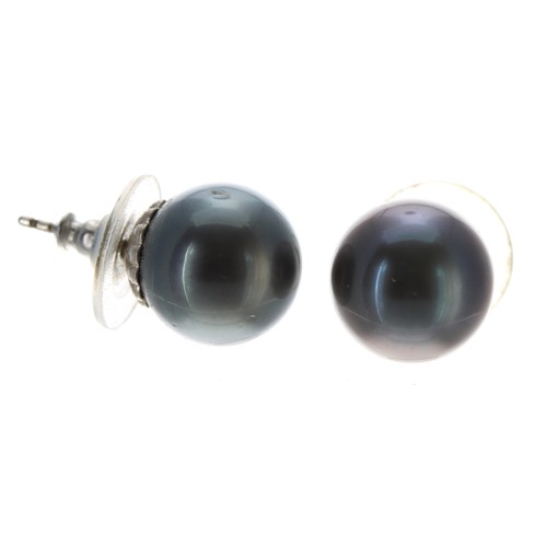 283 - Pair of Tahitian cultured pearl stud earrings, 12mm, 5.9gm