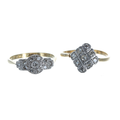 308 - Two 18ct diamond set dress rings, 4.5gm (2) (one at fault)