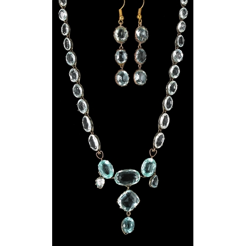 286 - Attractive silver-gilt aquamarine  necklace, set with twenty-six pale graduated oval stones to the i... 