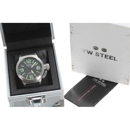 50 - TW Steel Canteen stainless steel gentleman's wristwatch, quartz, black rubber strap, 54mm including ... 