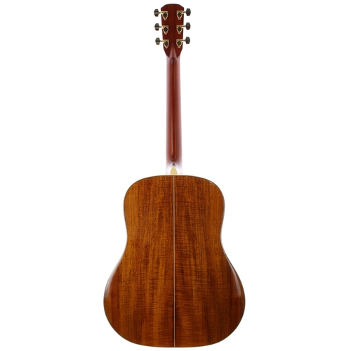 211 - Alvarez by Kazuo Yairi DY91 acoustic guitar, made in Japan, ser. no. 9xxx7; Back and sides: koa, a f... 