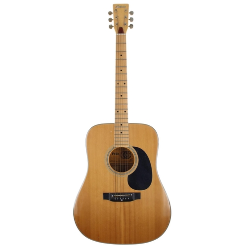 227 - Antoria Folk Model 699 acoustic guitar; Back and sides: natural maple, a few surface dings and marks... 