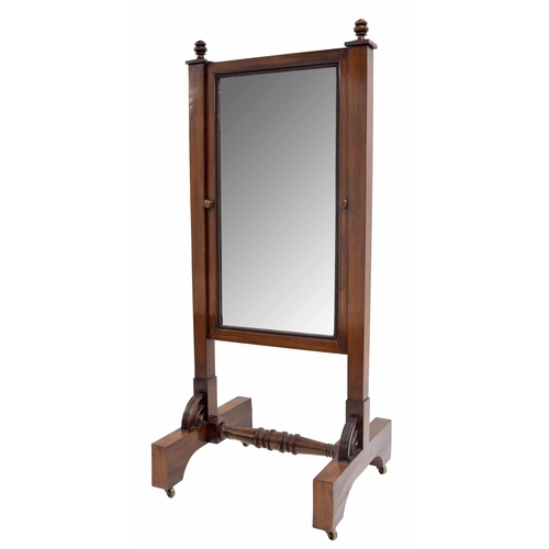 773 - Good 19th century mahogany cheval mirror with sash type height adjustment, on square supports with t... 