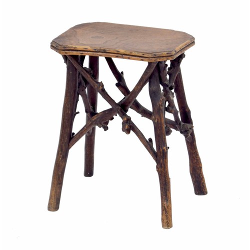 766 - Rustic elm seat twig/branch stool, 13