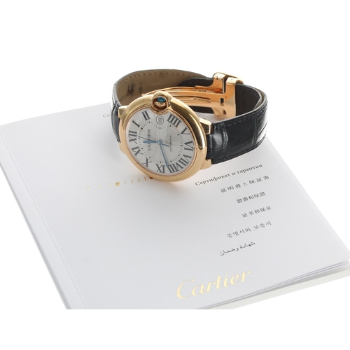 11 - Cartier Ballon Bleu 18ct rose gold automatic gentleman's wristwatch, reference no. 2999, serial no. ... 