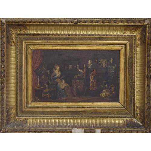 713 - Continental School (19th century) - an interior depicting a scene from the Elizabethan era showing a... 