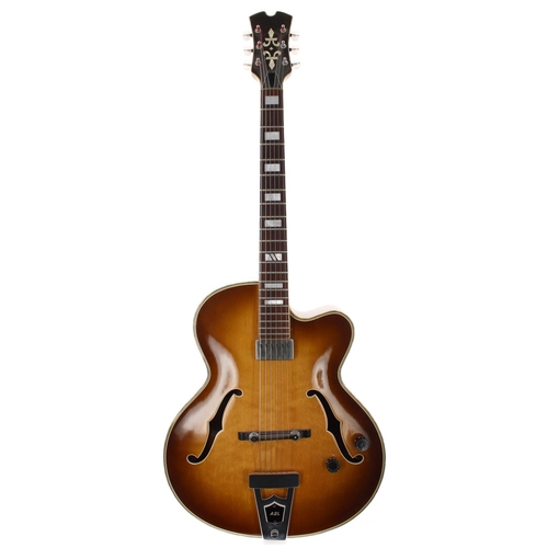 247 - 1970s Hofner A2L hollow body electric guitar, made in West Germany; Body: brunette finish, a few min... 