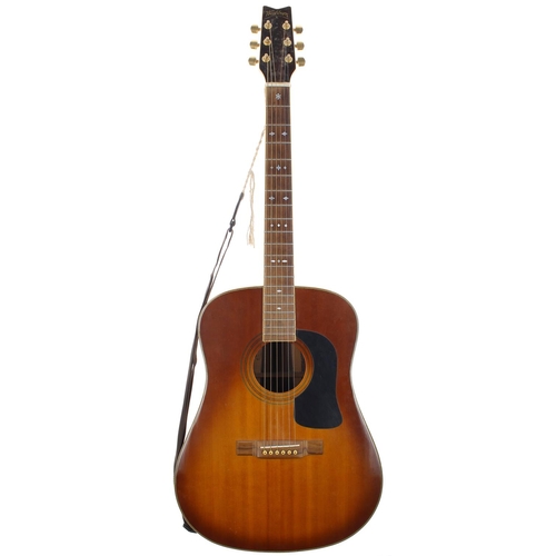 252 - Washburn D-28/TS acoustic guitar, circa 1990; Back and sides: rosewood; Top: tobacco sunburst finish... 